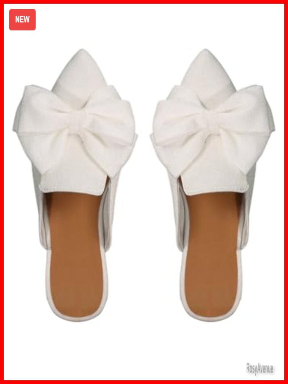 Women's Pointed Toe Bow Mules Backless Loafers Slide Shoes Flat Heels
